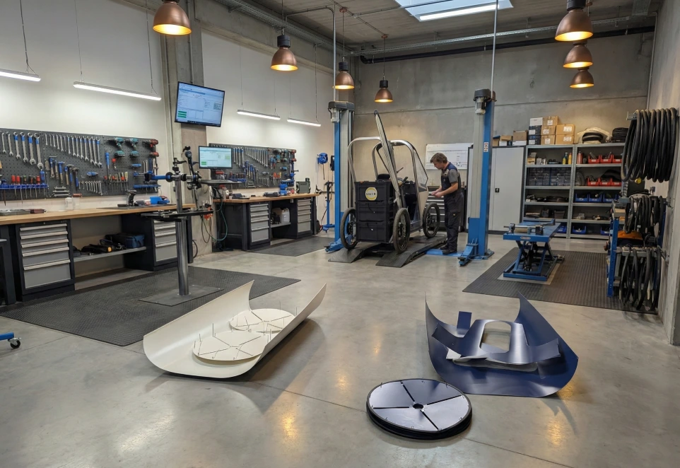 Véhicule e-roe dans un garage mécanique